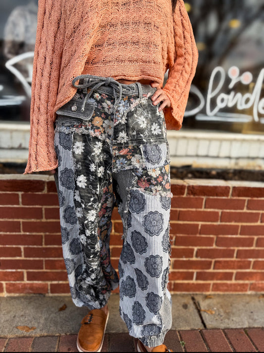 Black Floral Joggers