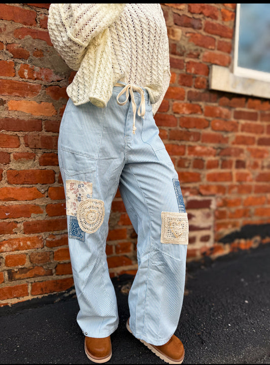 Blue Striped Pants