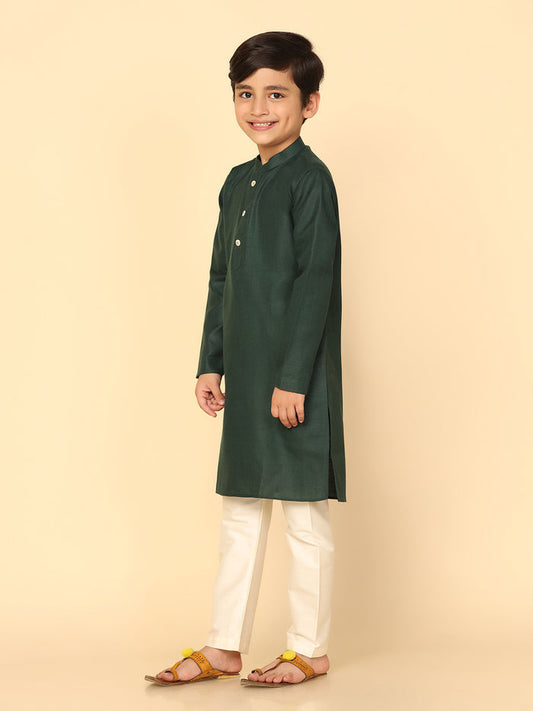 Boy's Green Kurta Pyjama Set