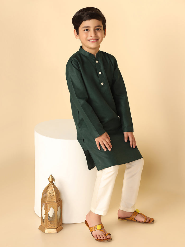 Boy's Green Kurta Pyjama Set