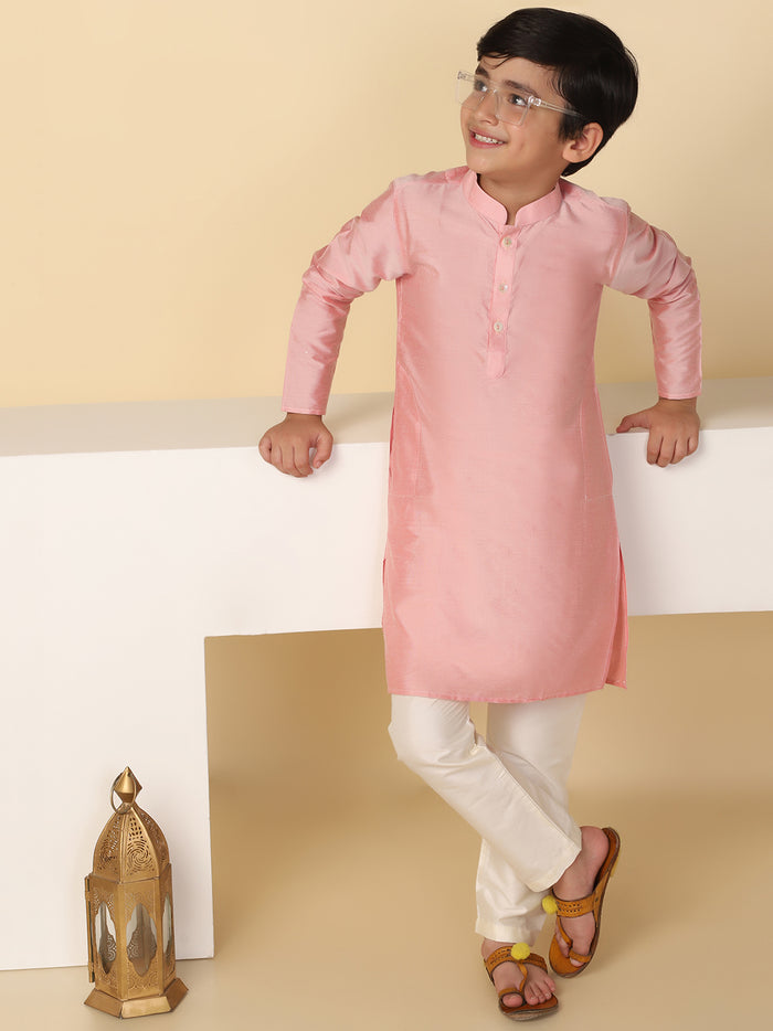Boy's Light pink Kurta Pyjama Set