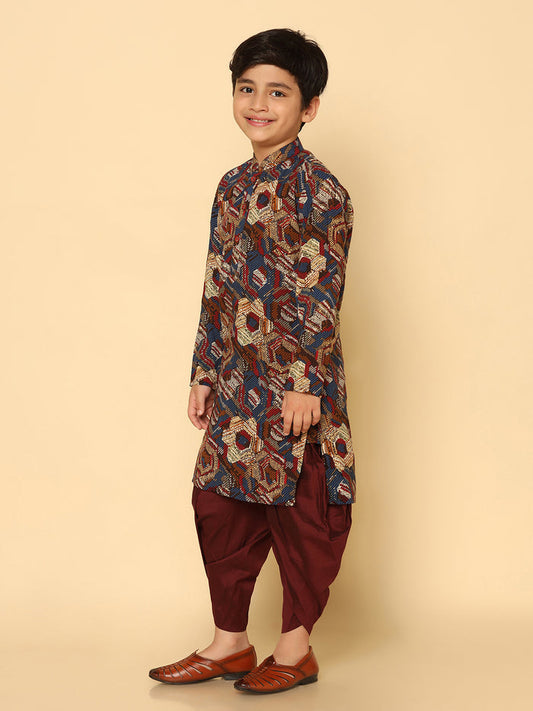 Boy's Maroon Kurta Dhoti Set