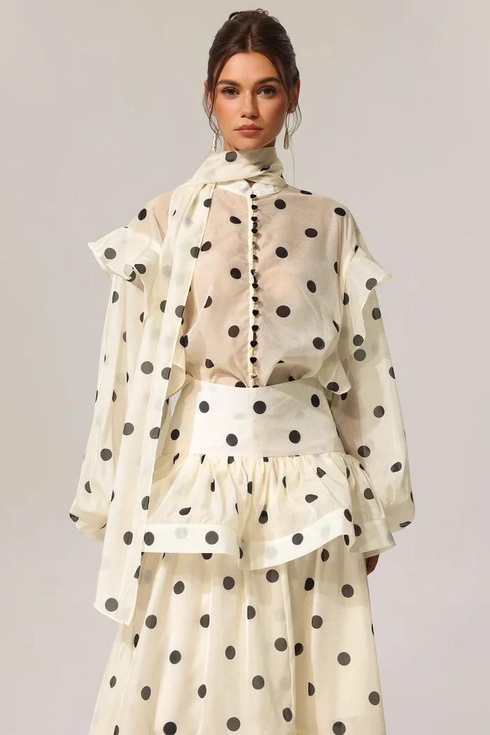 Britney Polka Dot Ruffled Maxi Set