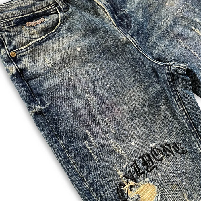 Brooklyn Distressed Splatter Jean