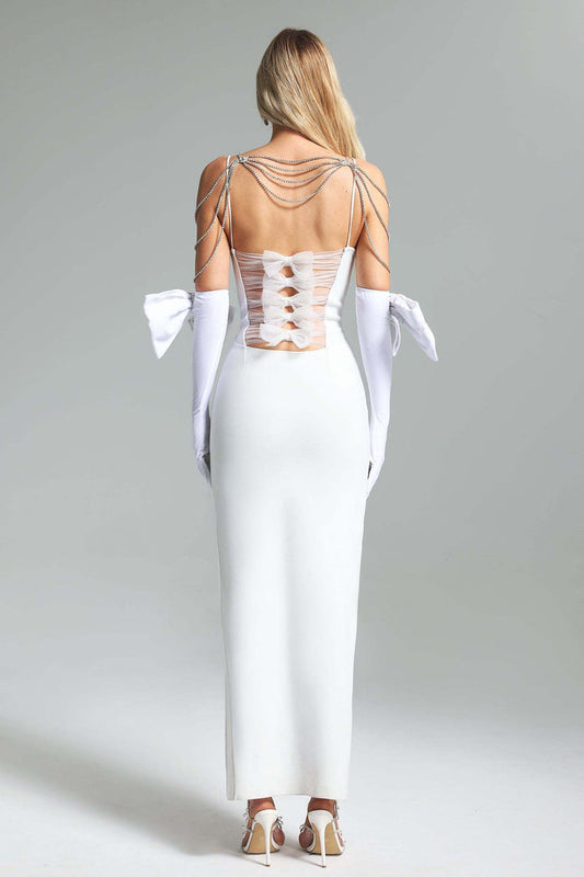 Carmen Elegant Corset Slit Maxi Dress