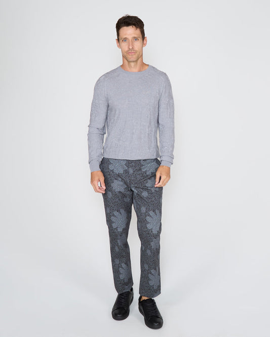 CHARLES FLORAL TILES PANT - SMOKE