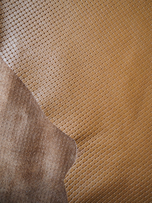 Embossed Tan Basketweave Calfskin
