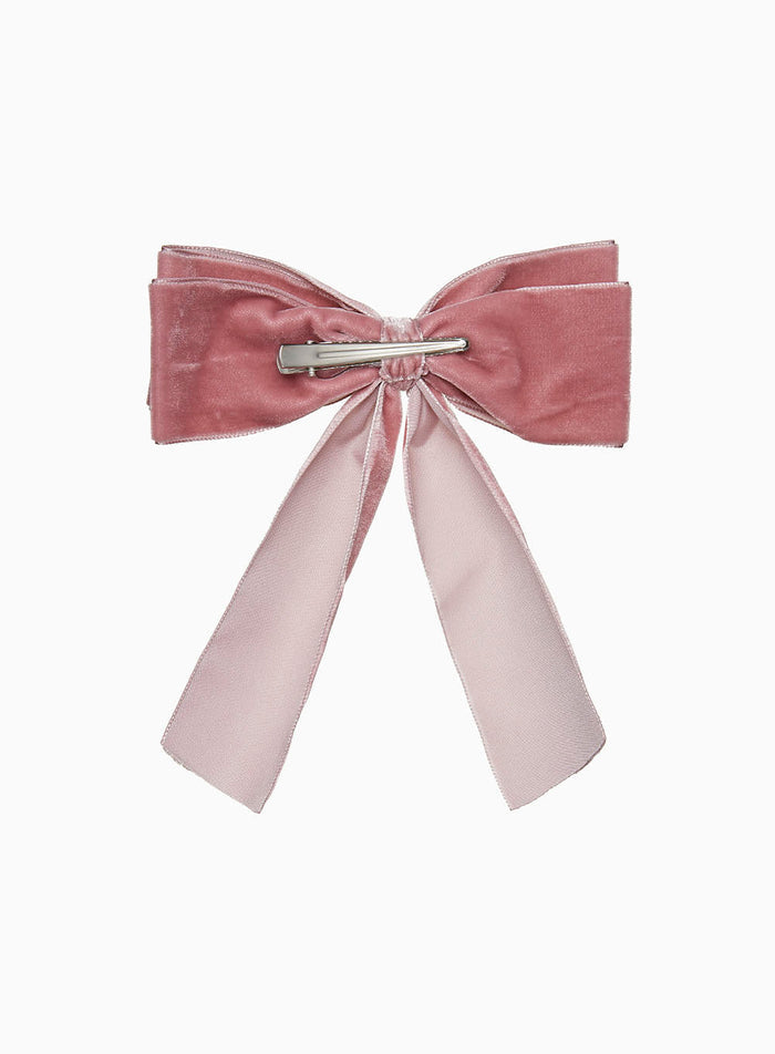 Lily Rose Clip Extra Large Velvet Bow Hair Clip in Blush