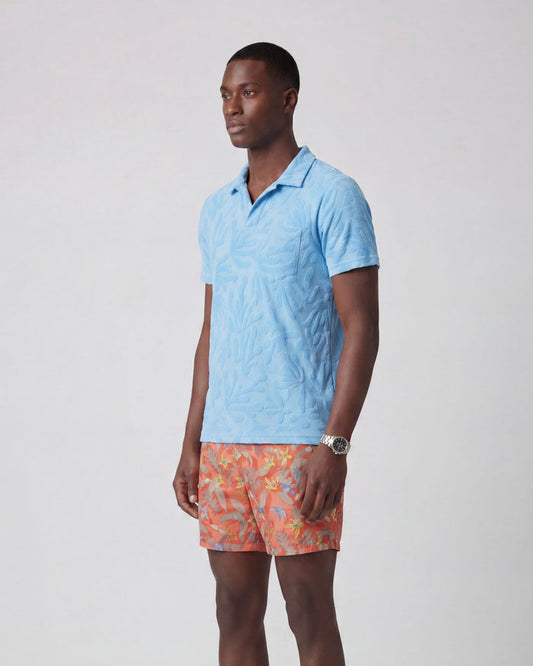 JOHNNY CORAL TOWEL POLO SHIRT IN SKY