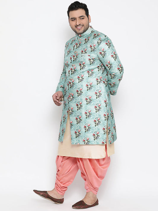 Kisah Men's Blue Indowestern Set With Dhoti