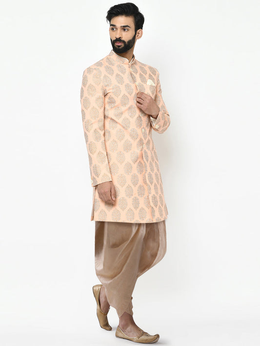 Kisah Men's Pink Indowestern Set With Dhoti