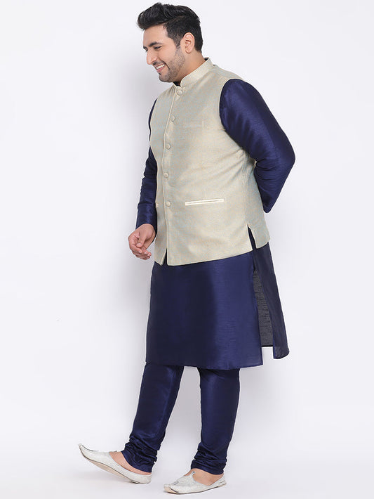 Kisah Plus Men's Green Kurta Churidar Jacket Set