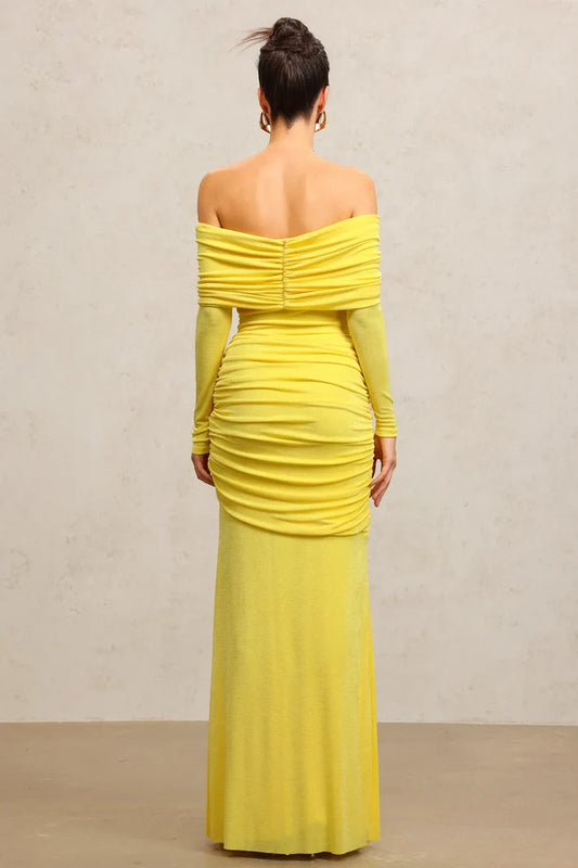 Maxine Draped Off-Shoulder Ruched Maxi Dress