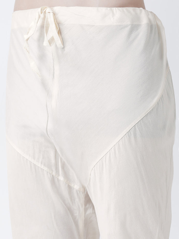 Men Beige Textured Kurta Indowestern Churidar Set