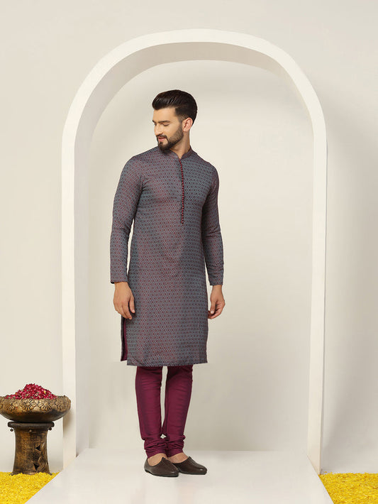 Men's Blue Kurta Churidar Set