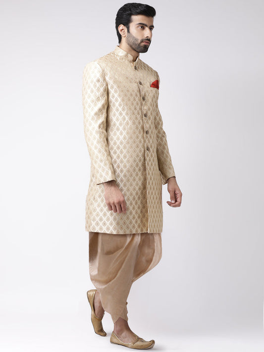 Men's Cream Indowestern Set With Dhoti
