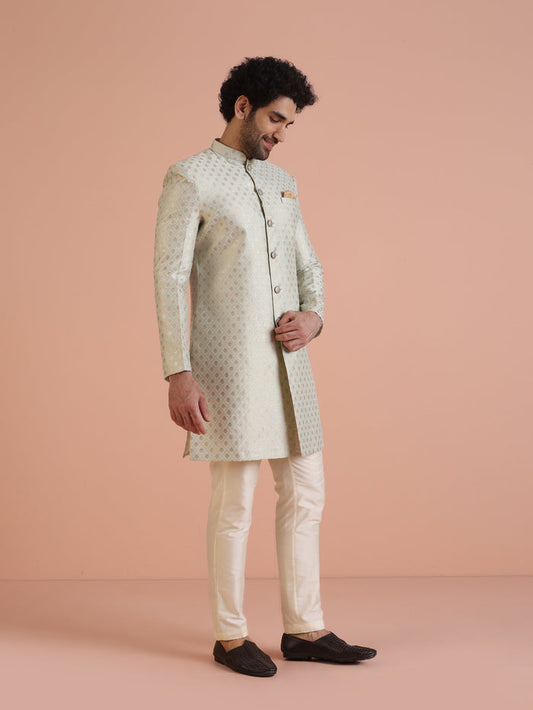 Men's Mint Green Indowestern Set With Trouser