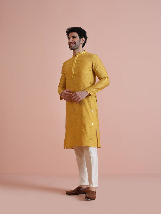 Men's Mustard Kurta Trouser Set