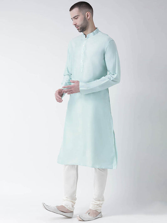 Mint Green Silk Blend Solid Kurta