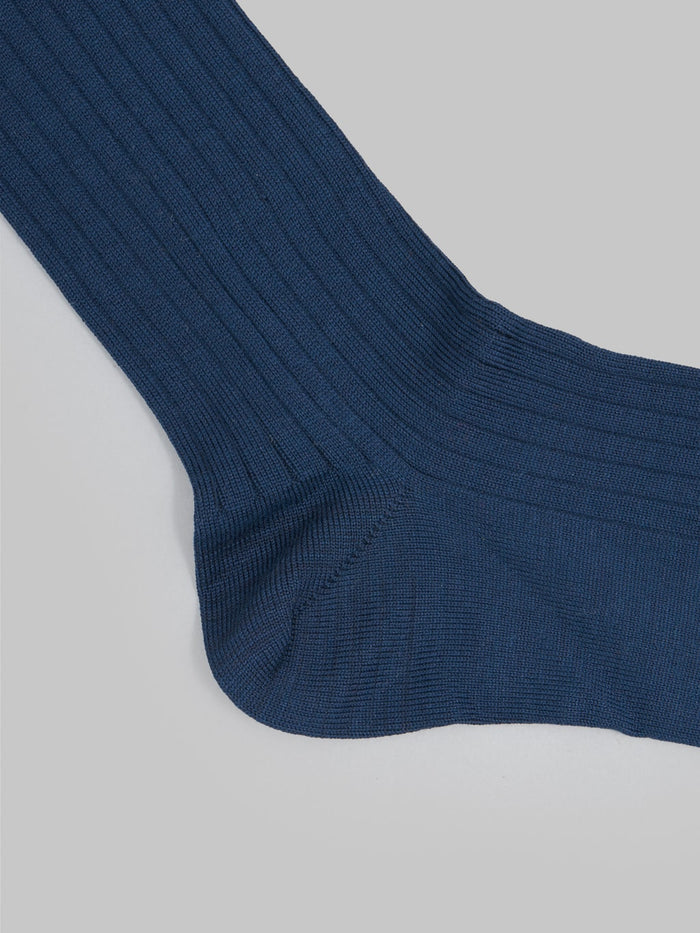 nishiguchi kutsushita silk cotton ribbed socks navy heel