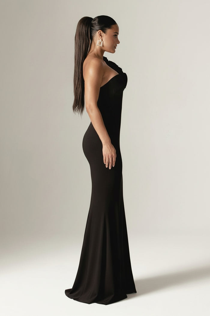 Paris Floral Strapless Maxi Dress