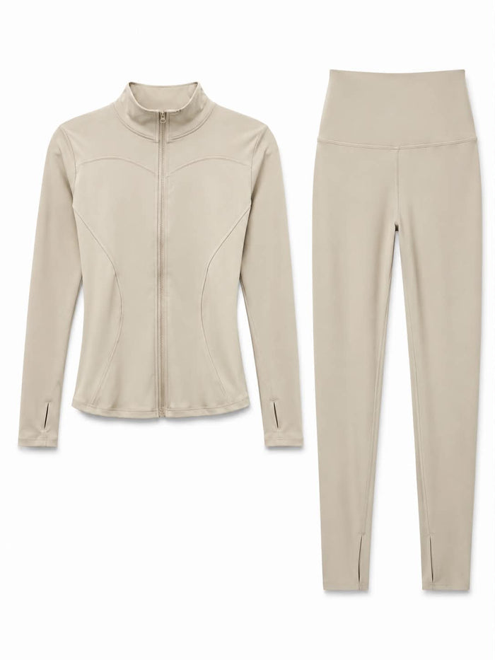 Performance Zip-Up Active Set – Beige