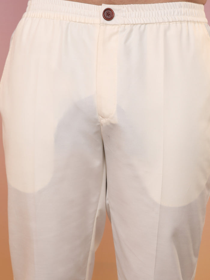 Pink Cotton Blend Metallic Kurta Trouser Set