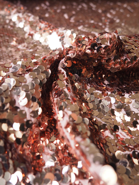 Pink Frost Interfaced Stretch Sequin Jersey