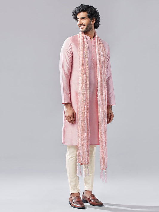 Pink Indo-Western Kurta Trouser Set with Dupatta