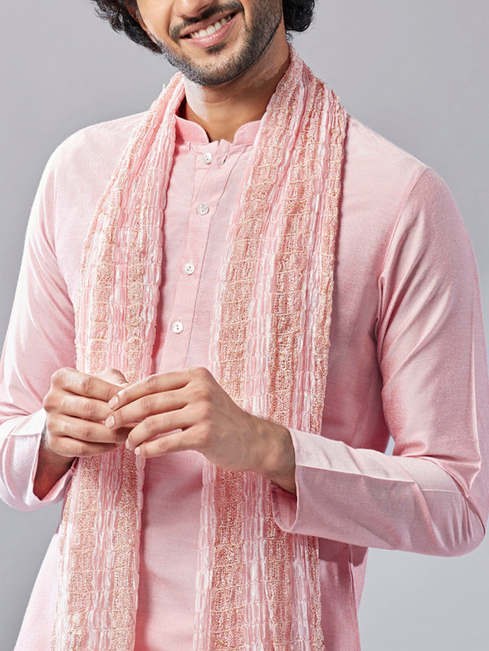 Pink Indo-Western Kurta Trouser Set with Dupatta