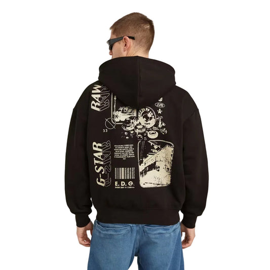 Poster Back Graphic Loose Full Zip Hoodie