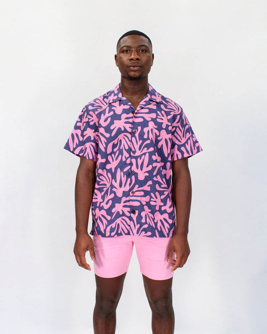 RALPH LOOP CORAL CANVAS CAMP SHIRT IN PINK