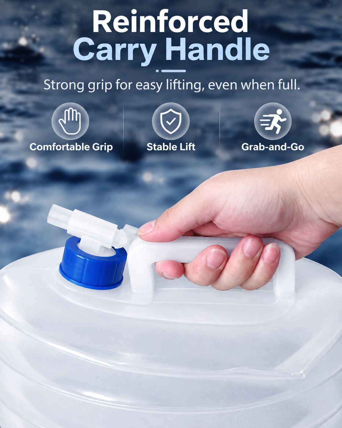 Collapsible Water Container with Built-In Spigot – Portable BPA-Free Camping Water Storage Jug, 5L/10L/15L