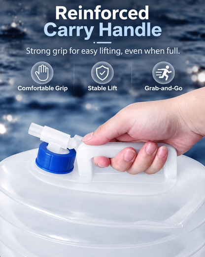 Collapsible Water Container with Built-In Spigot – Portable BPA-Free Camping Water Storage Jug, 5L/10L/15L
