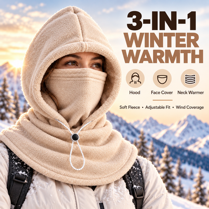 3-in-1 Winter Warm Fleece Hood – Hood, Face Cover & Neck Warmer All in One