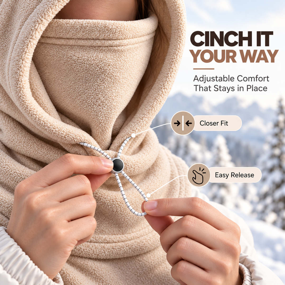 3-in-1 Winter Warm Fleece Hood – Hood, Face Cover & Neck Warmer All in One
