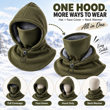 3-in-1 Winter Warm Fleece Hood – Hood, Face Cover & Neck Warmer All in One