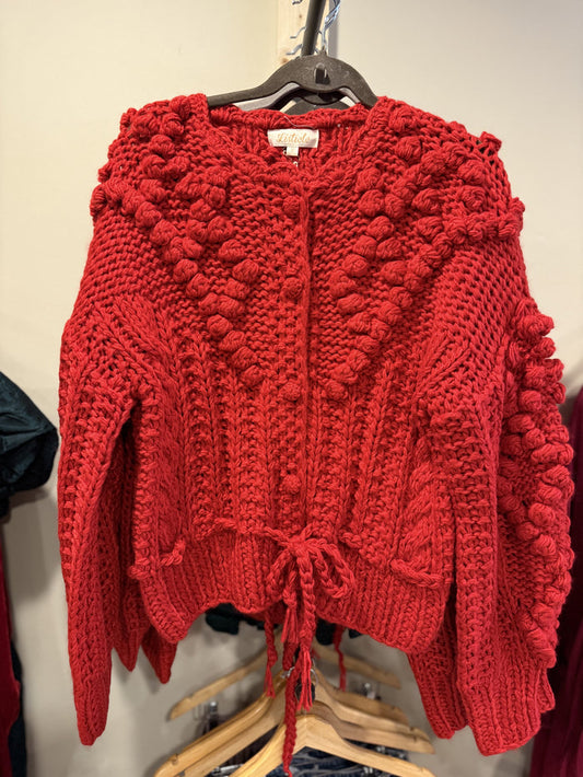 Red Crochet Cardigan