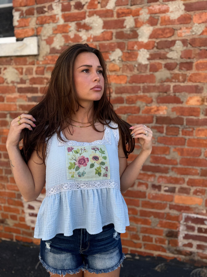 Light Blue Floral Top