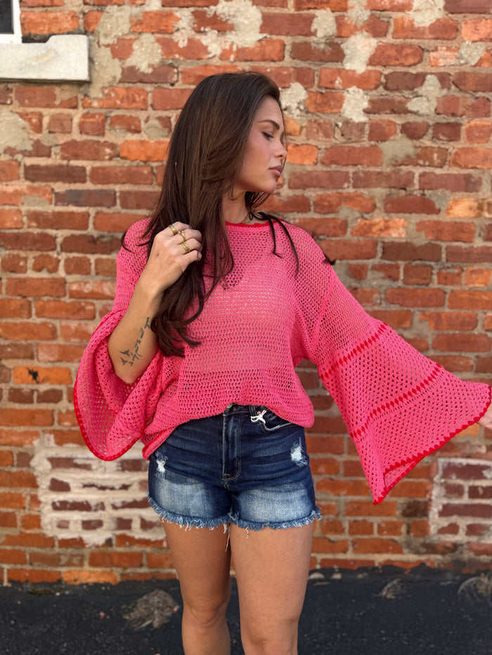Pink Knit Bell Top