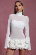 Aaliyah with floral- Hem Sheer Mini Dress