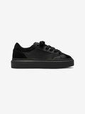 Black smart trainer on a white background