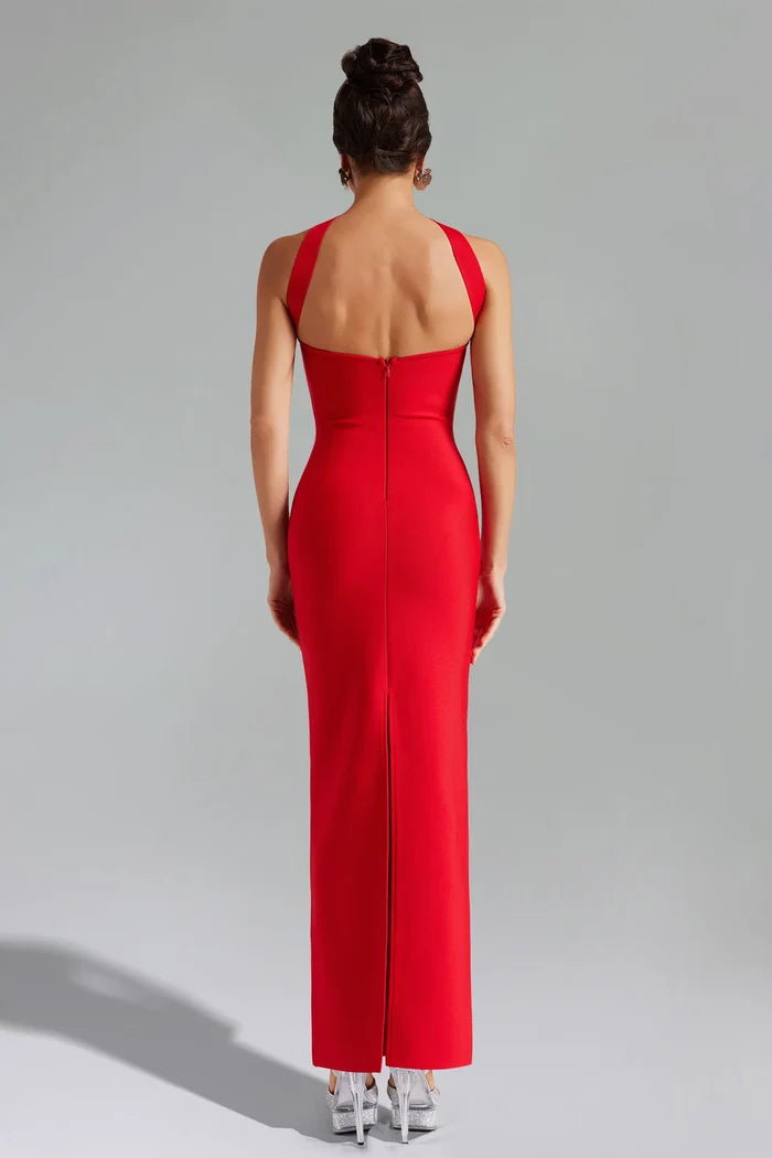 Alessia Elegant Red Halter Gown