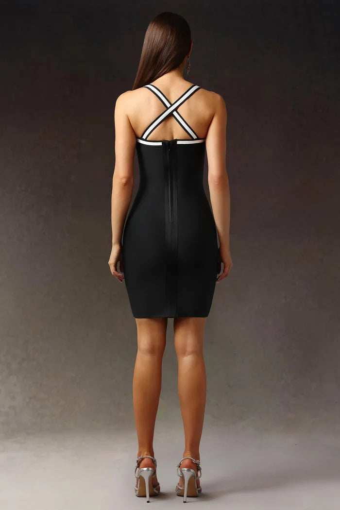 Althea Black Contrast Strap Dress