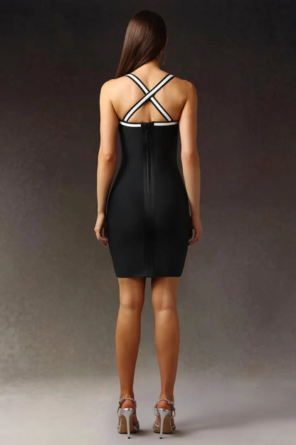 Althea Black Contrast Strap Dress