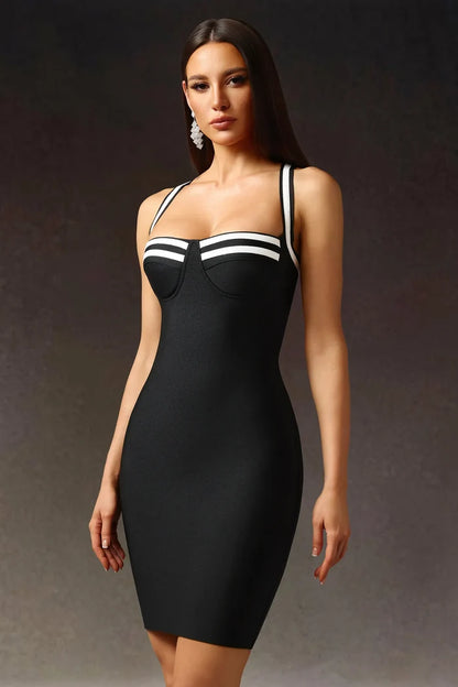 Althea Black Contrast Strap Dress