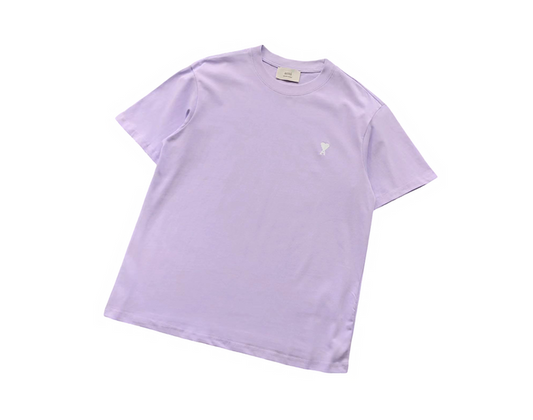 AMI Paris White Heart Tee Lavender