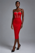 Aniston Crystal Trim Strapless Midi Dress
