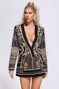 Anna Embellished Deep V-Neck Blazer Dress