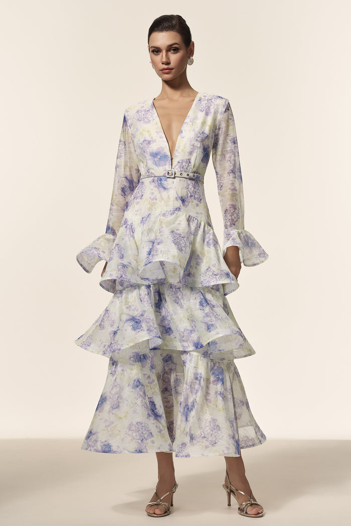 Arielle  Floral Tiered Midi Dress
